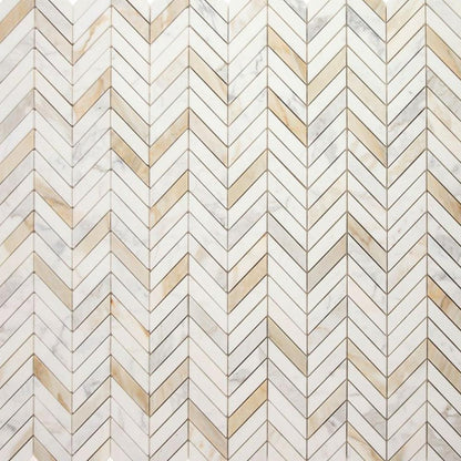 Elysium Tiles Chevron Calacatta Gold Polished 11" x 11" Marble Mosaic Tile