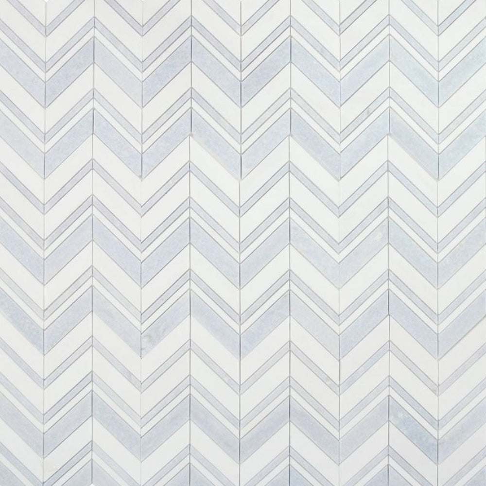 Elysium Tiles Chevron Crystal Ocean 11.75" x 12.25" Marble Mosaic Tile