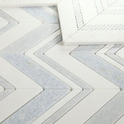 Elysium Tiles Chevron Crystal Ocean 11.75" x 12.25" Marble Mosaic Tile