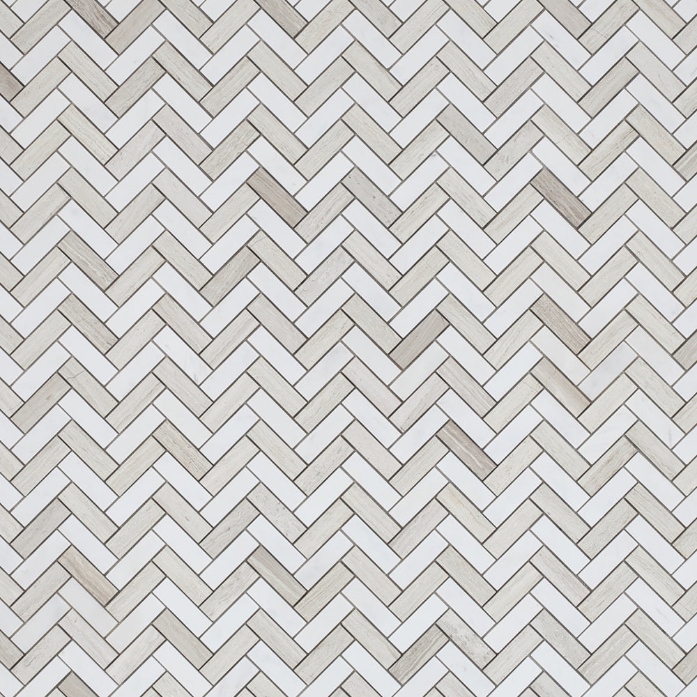 Elysium Tiles Chevron Haisa 11" x 12.5" Marble Mosaic Tile