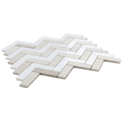 Elysium Tiles Chevron Haisa 11" x 12.5" Marble Mosaic Tile