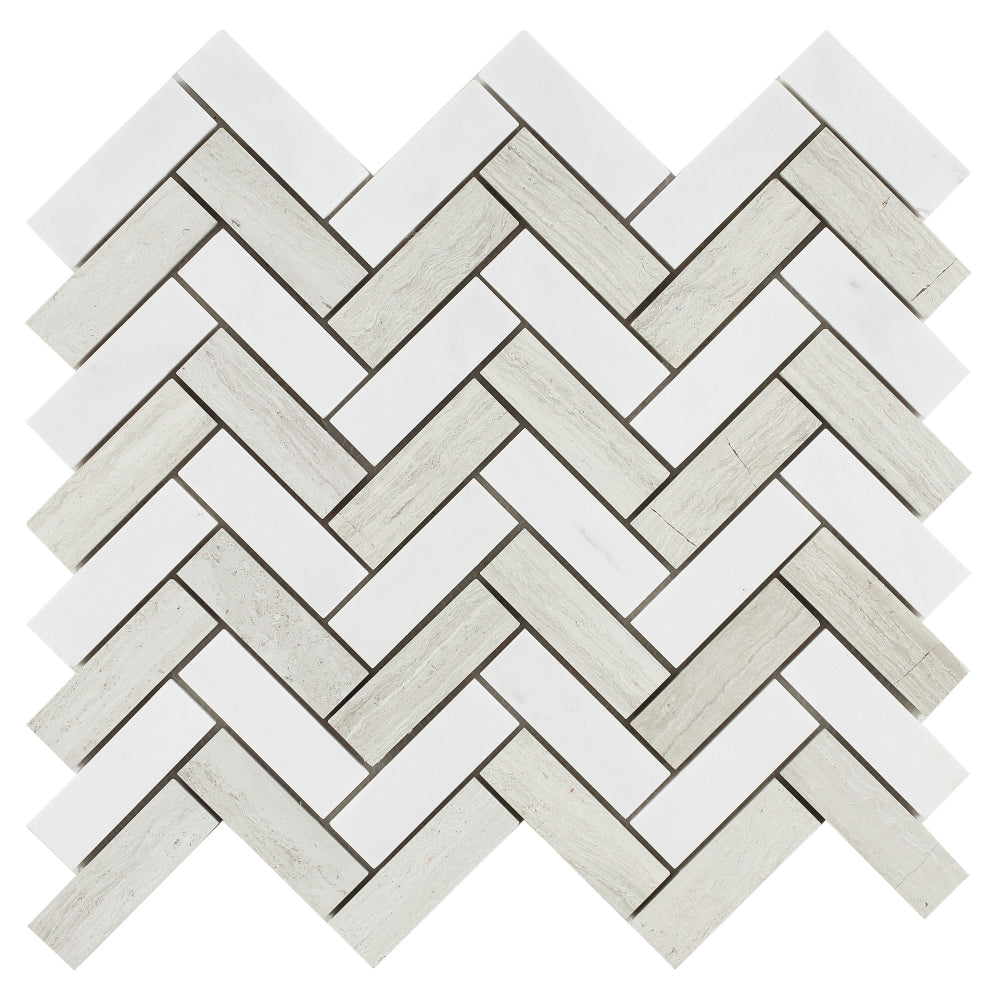 Elysium Tiles Chevron Haisa 11" x 12.5" Marble Mosaic Tile