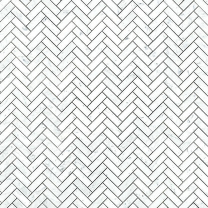 Elysium Tiles Chevron Long Carrara 11" x 12.5" Marble Mosaic Tile