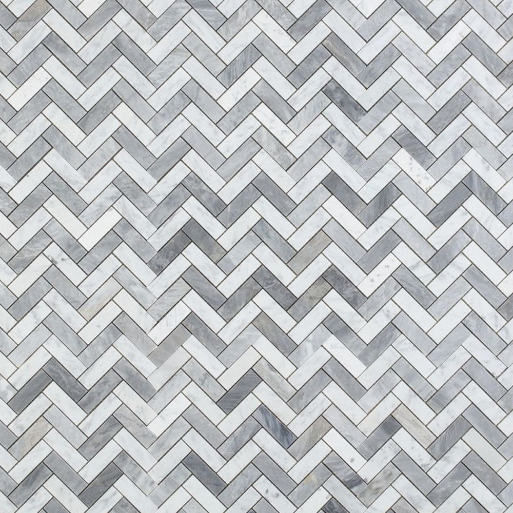 Elysium Tiles Chevron Long Loft 11" x 12.5" Marble Mosaic Tile