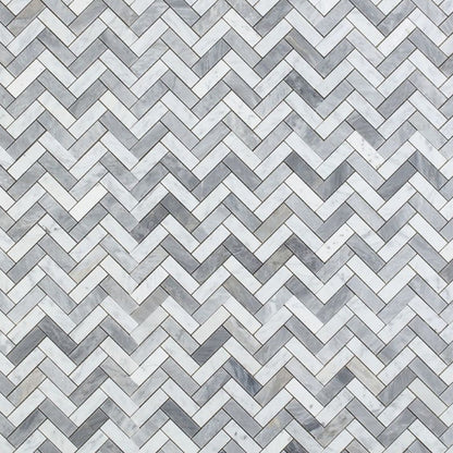 Elysium Tiles Chevron Long Loft 11" x 12.5" Marble Mosaic Tile