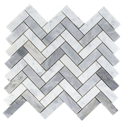 Elysium Tiles Chevron Long Loft 11" x 12.5" Marble Mosaic Tile