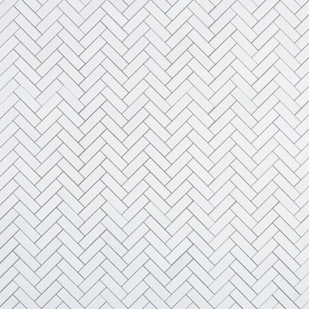 Elysium Tiles Chevron Long Thassos 11" x 12.5" Marble Mosaic Tile