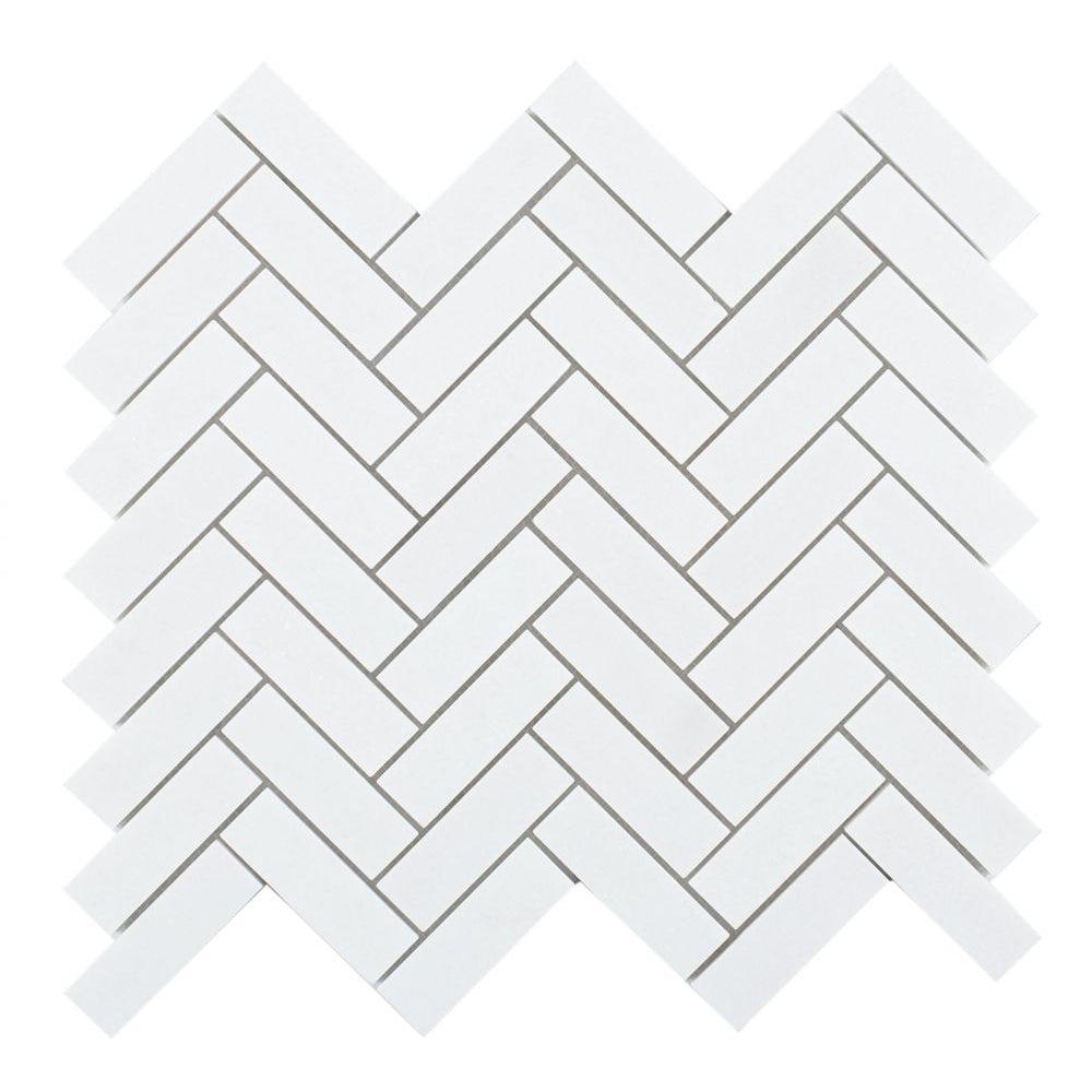 Elysium Tiles Chevron Long Thassos 11" x 12.5" Marble Mosaic Tile