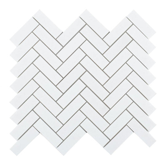 Elysium Tiles Chevron Long Thassos 11" x 12.5" Marble Mosaic Tile