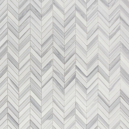 Elysium Tiles Chevron Marmala White 11" x 11" Marble Mosaic Tile