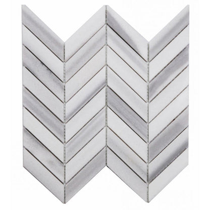 Elysium Tiles Chevron Marmala White 11" x 11" Marble Mosaic Tile