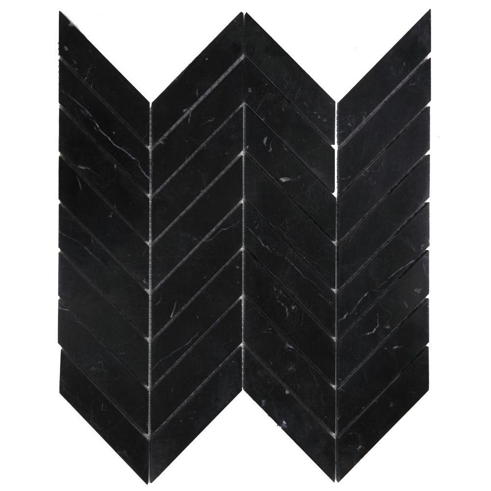 Elysium Tiles Chevron Marquina 10.75" x 11" Marble Mosaic Tile