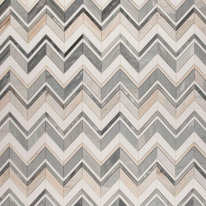 Elysium Tiles Chevron Ravenna Blue 11.75" x 12.25" Marble Mosaic Tile