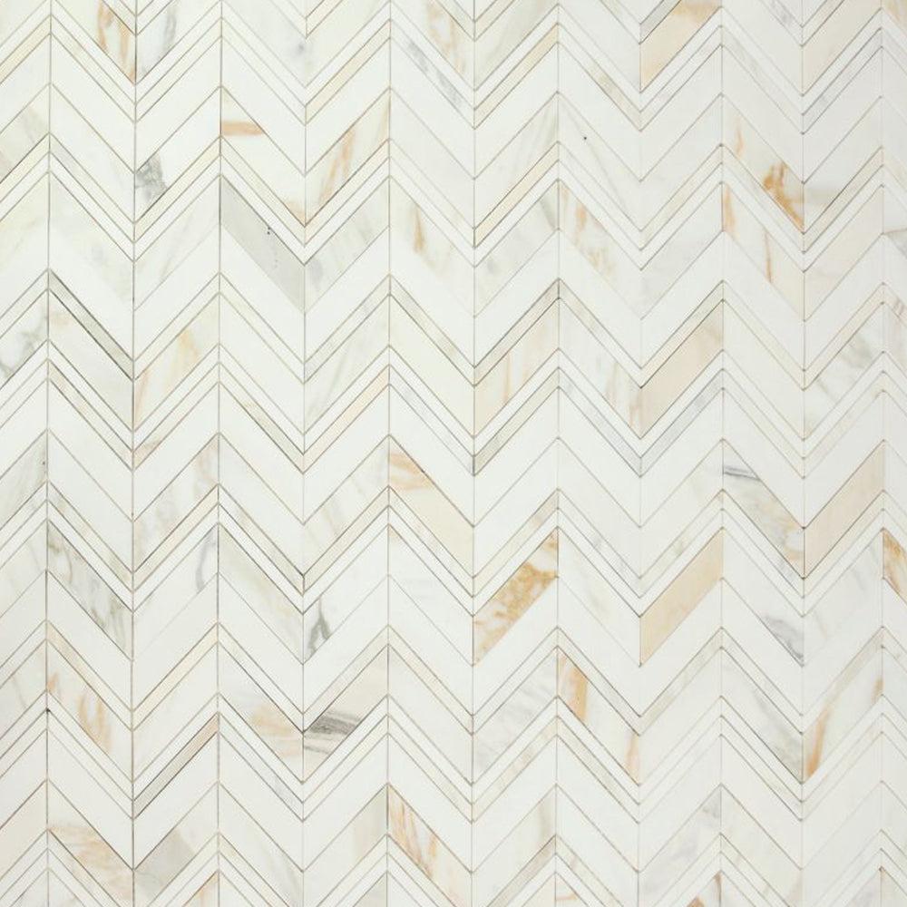 Elysium Tiles Chevron Ravenna Calacatta 11.75" x 12.25" Marble Mosaic Tile