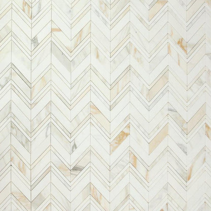 Elysium Tiles Chevron Ravenna Calacatta 11.75" x 12.25" Marble Mosaic Tile