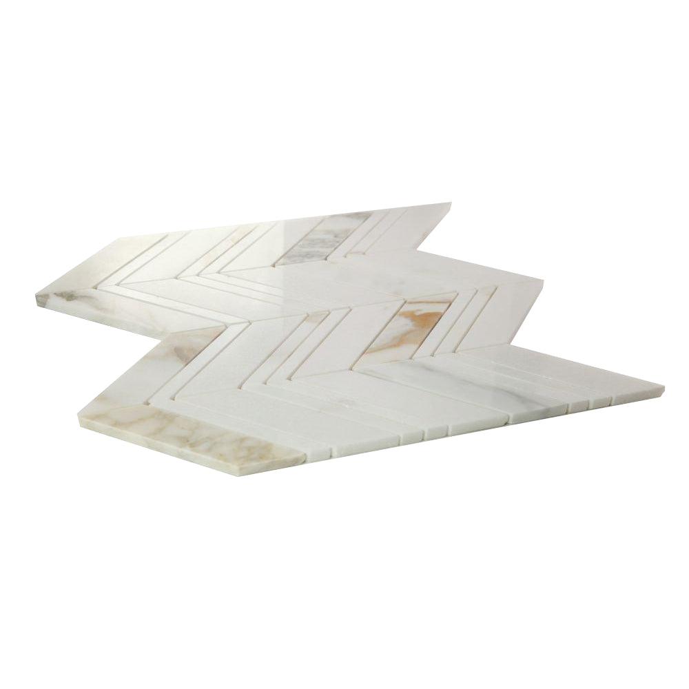 Elysium Tiles Chevron Ravenna Calacatta 11.75" x 12.25" Marble Mosaic Tile