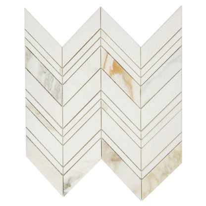 Elysium Tiles Chevron Ravenna Calacatta 11.75" x 12.25" Marble Mosaic Tile