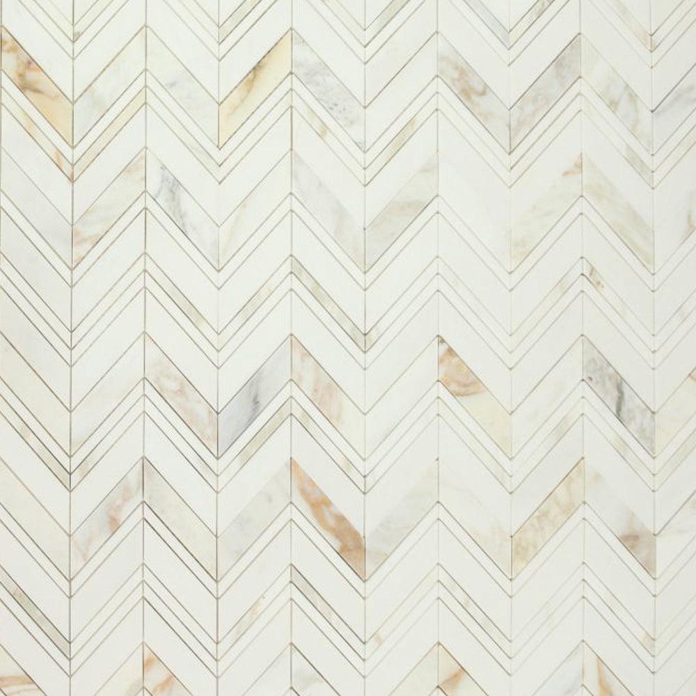 Elysium Tiles Chevron Ravenna Calacatta 11.75" x 12.25" Marble Mosaic Tile