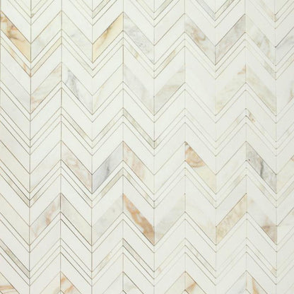 Elysium Tiles Chevron Ravenna Calacatta 11.75" x 12.25" Marble Mosaic Tile