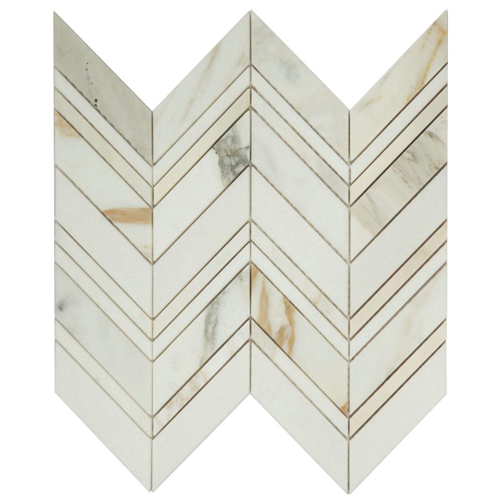 Elysium Tiles Chevron Ravenna Calacatta 11.75" x 12.25" Marble Mosaic Tile