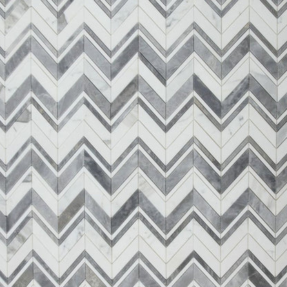 Elysium Tiles Chevron Ravenna Grey 11.75" x 12.25" Marble Mosaic Tile