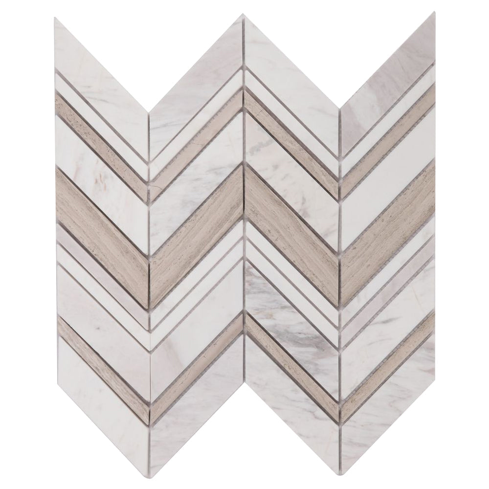 Elysium Tiles Chevron Ravenna Loft 11.75" x 12.25" Marble Mosaic Tile