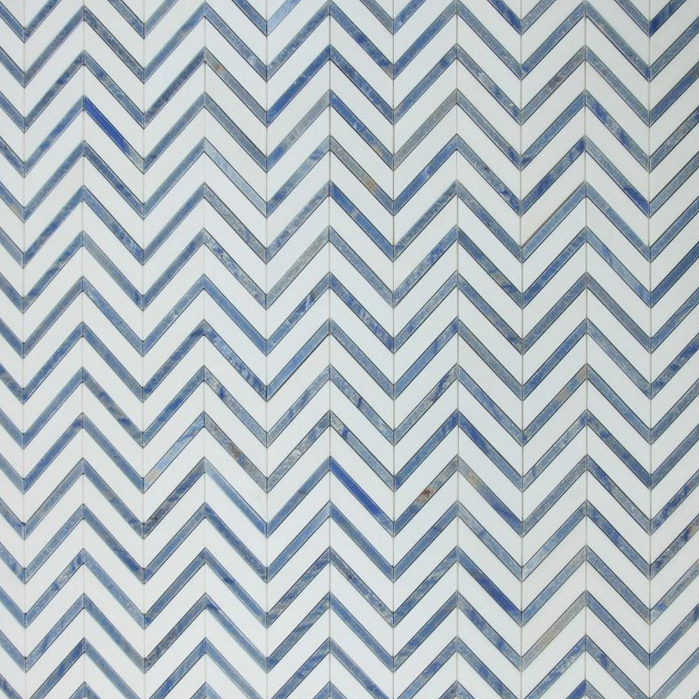 Elysium Tiles Chevron Royal Sapphire 12" x 12" Marble Mosaic Tile