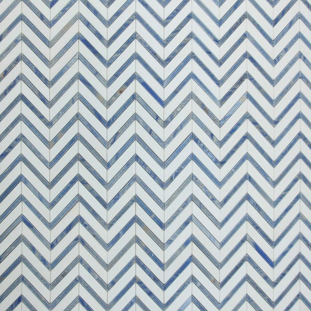 Elysium Tiles Chevron Royal Sapphire 12" x 12" Marble Mosaic Tile