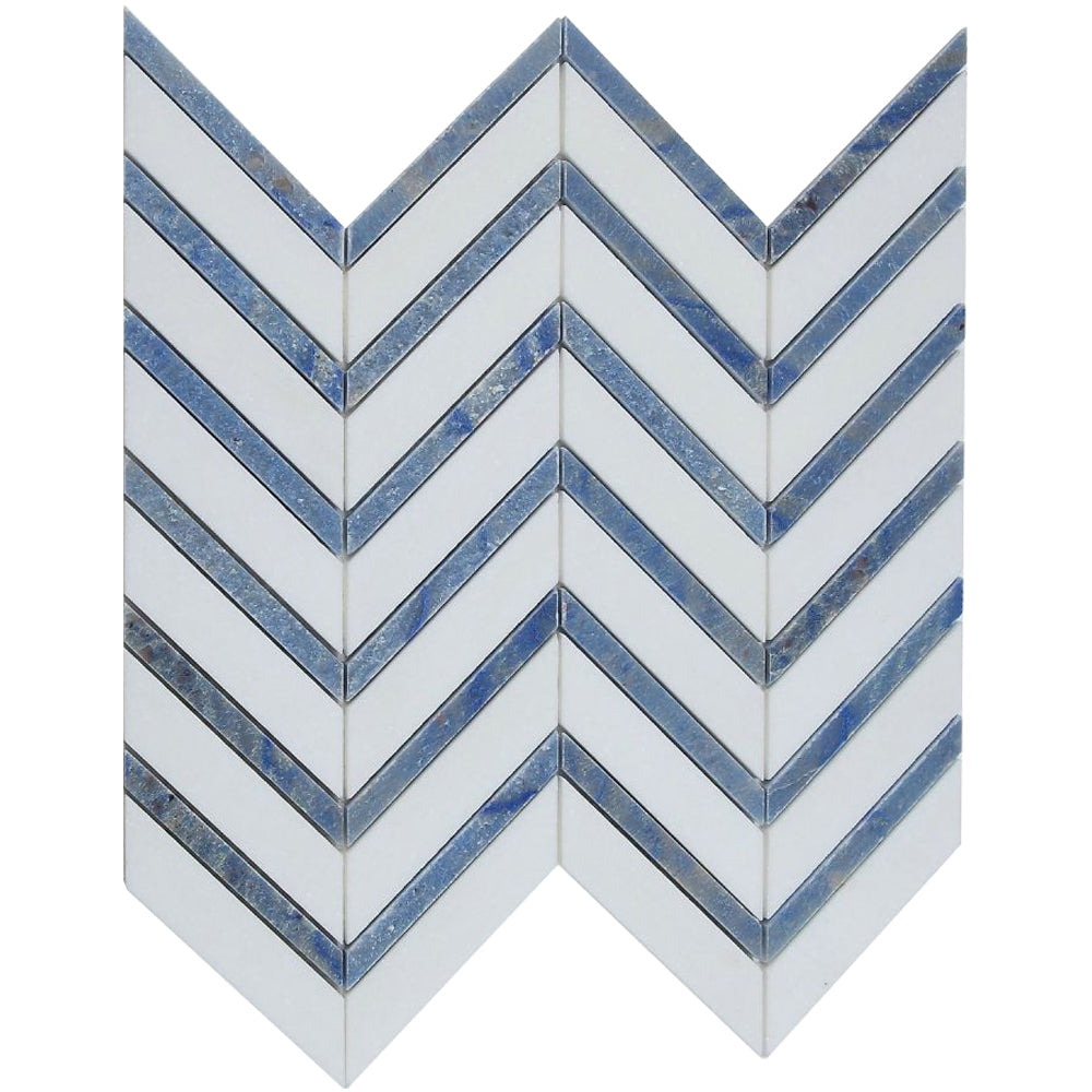 Elysium Tiles Chevron Royal Sapphire 12" x 12" Marble Mosaic Tile