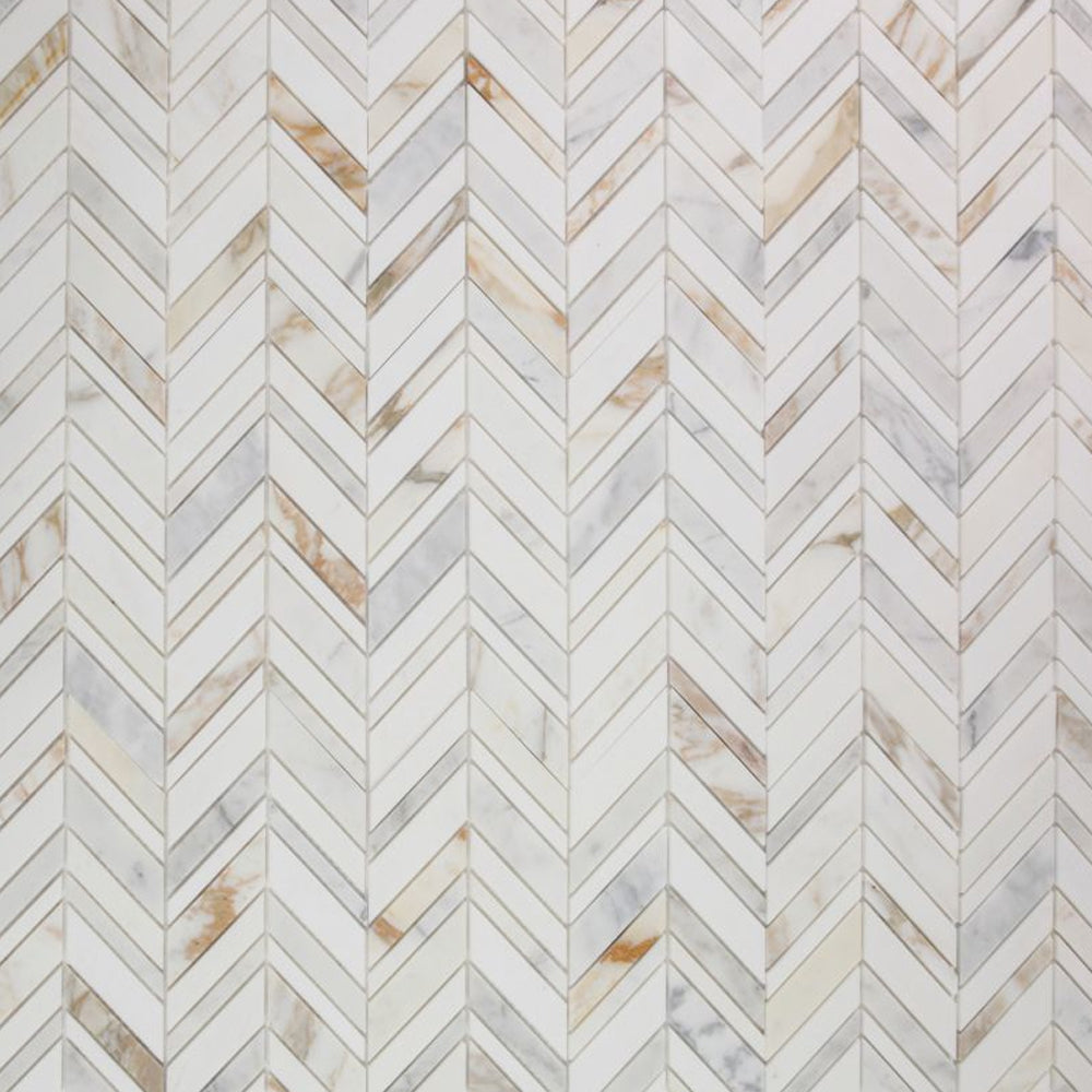 Elysium Tiles Chevron Shadow Calacatta 11.75" x 12" Marble Mosaic Tile