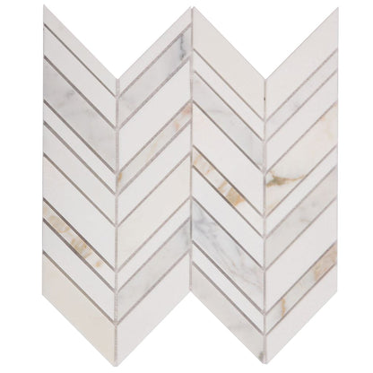 Elysium Tiles Chevron Shadow Calacatta 11.75" x 12" Marble Mosaic Tile