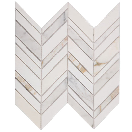 Elysium Tiles Chevron Shadow Calacatta 11.75" x 12" Marble Mosaic Tile