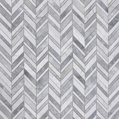 Elysium Tiles Chevron Shadow Dusk 11.75" x 12" Marble Mosaic Tile