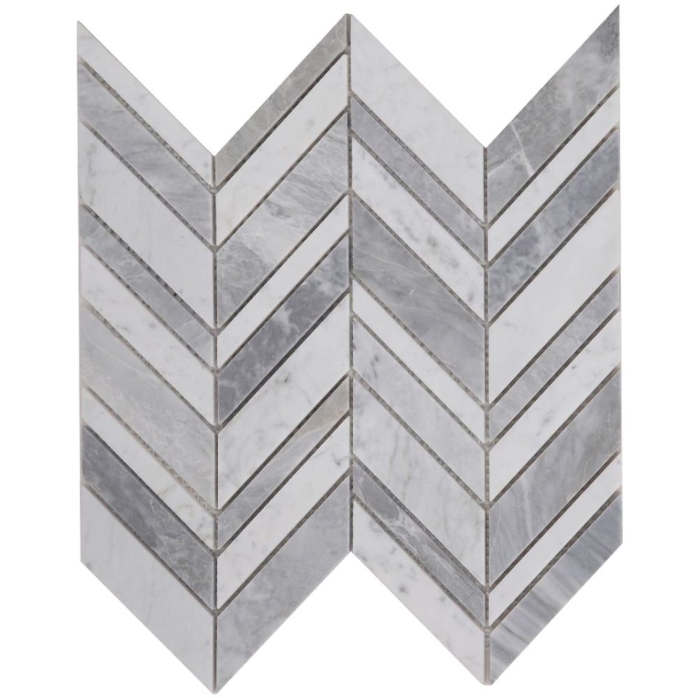 Elysium Tiles Chevron Shadow Dusk 11.75" x 12" Marble Mosaic Tile