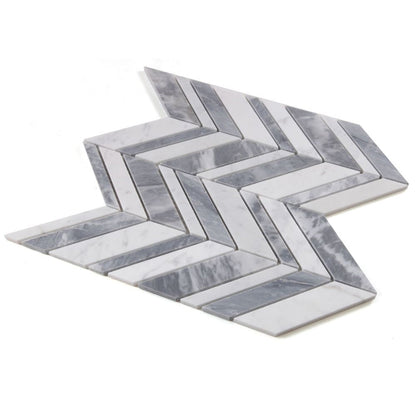 Elysium Tiles Chevron Shadow Lava 11.75" x 12" Marble Mosaic Tile