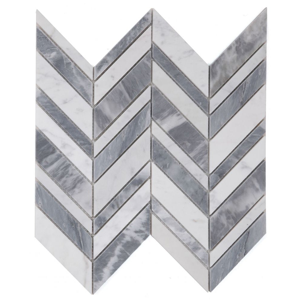 Elysium Tiles Chevron Shadow Lava 11.75" x 12" Marble Mosaic Tile