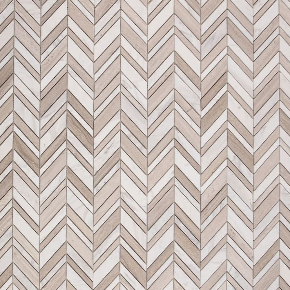 Elysium Tiles Chevron Shadow Loft 11.75" x 12" Marble Mosaic Tile