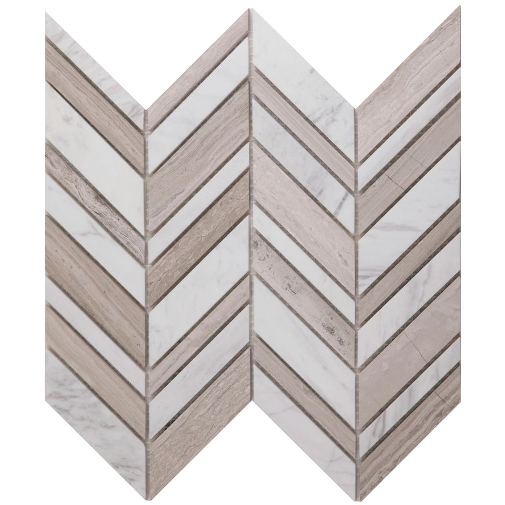 Elysium Tiles Chevron Shadow Loft 11.75" x 12" Marble Mosaic Tile