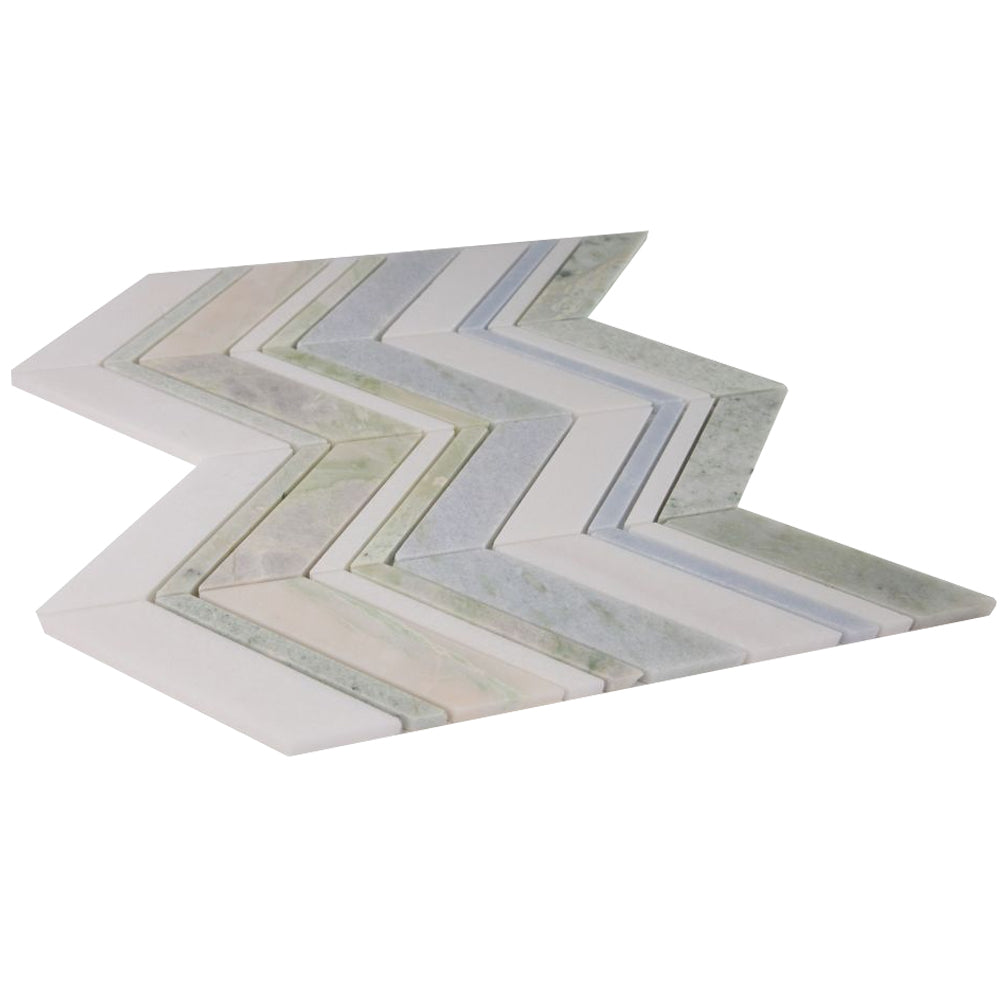 Elysium Tiles Chevron Spring 11.75" x 12.25" Marble Mosaic Tile