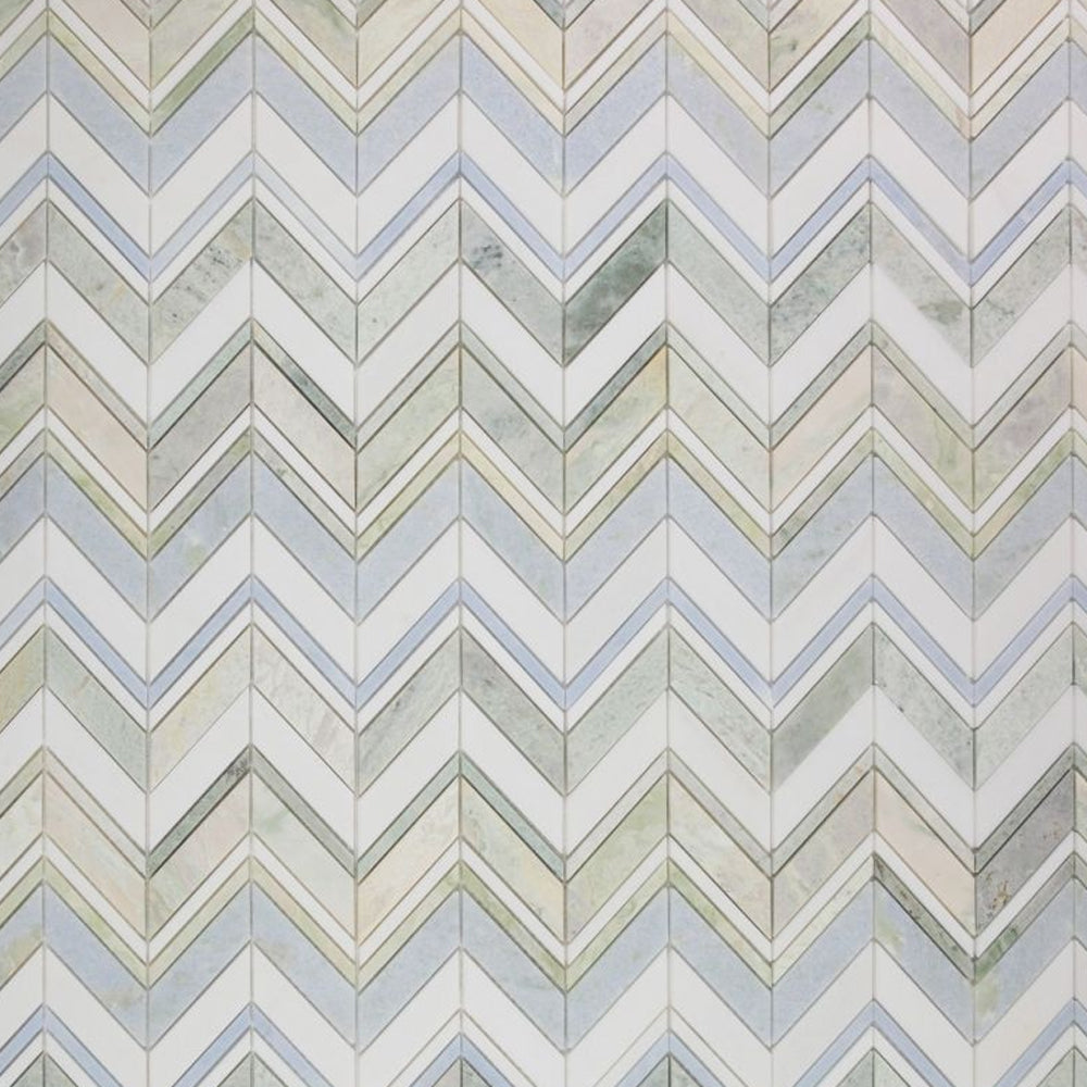 Elysium Tiles Chevron Spring 11.75" x 12.25" Marble Mosaic Tile