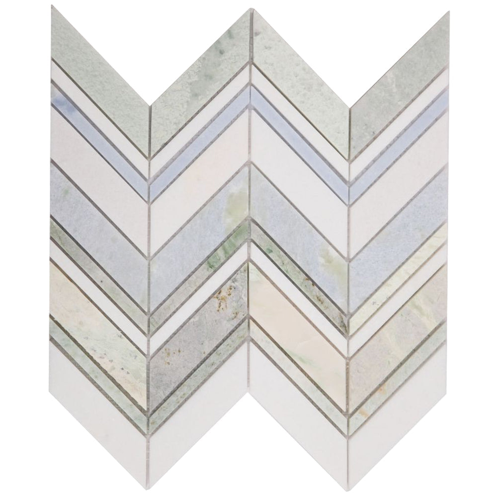 Elysium Tiles Chevron Spring 11.75" x 12.25" Marble Mosaic Tile