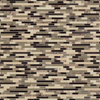 Elysium Tiles City 11.75" x 12" Marble and Glass Mosaic Tile