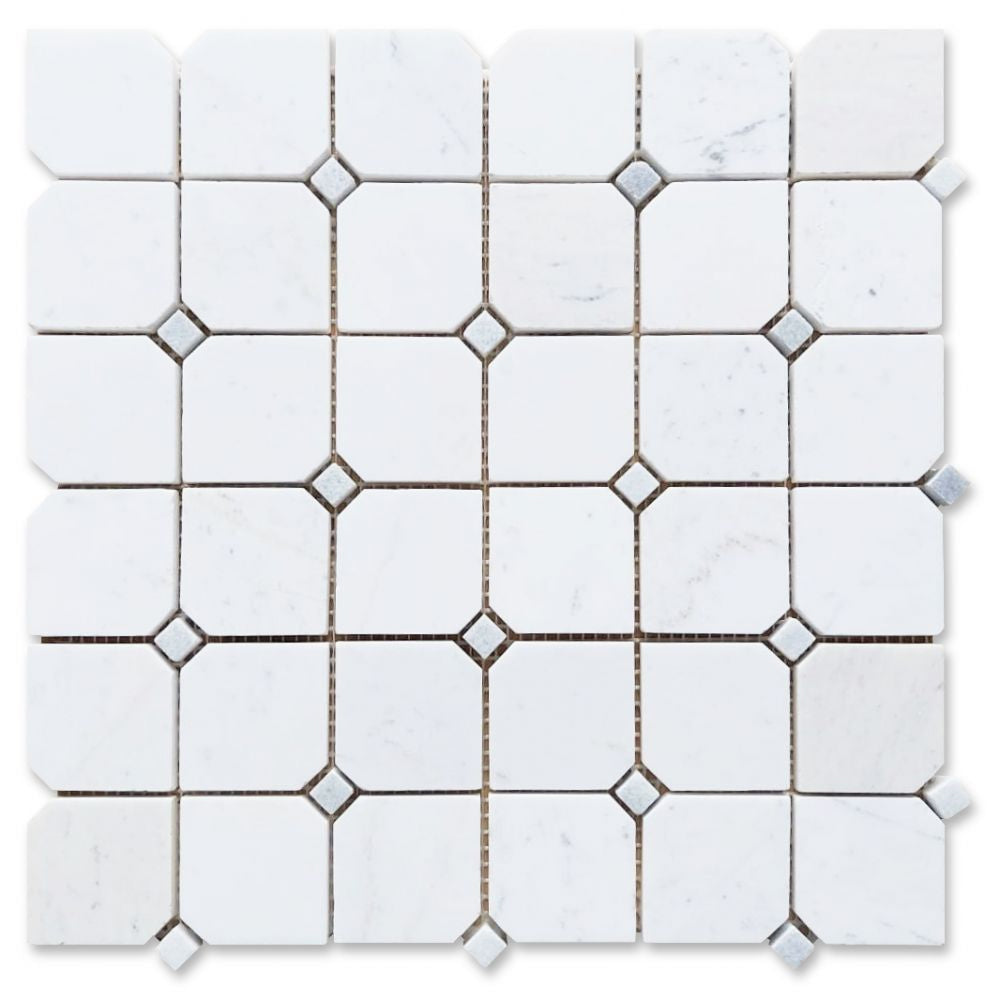 Elysium Tiles Clipped Square Milky White Honed 11.75" x 11.75" Marble Mosaic Tile