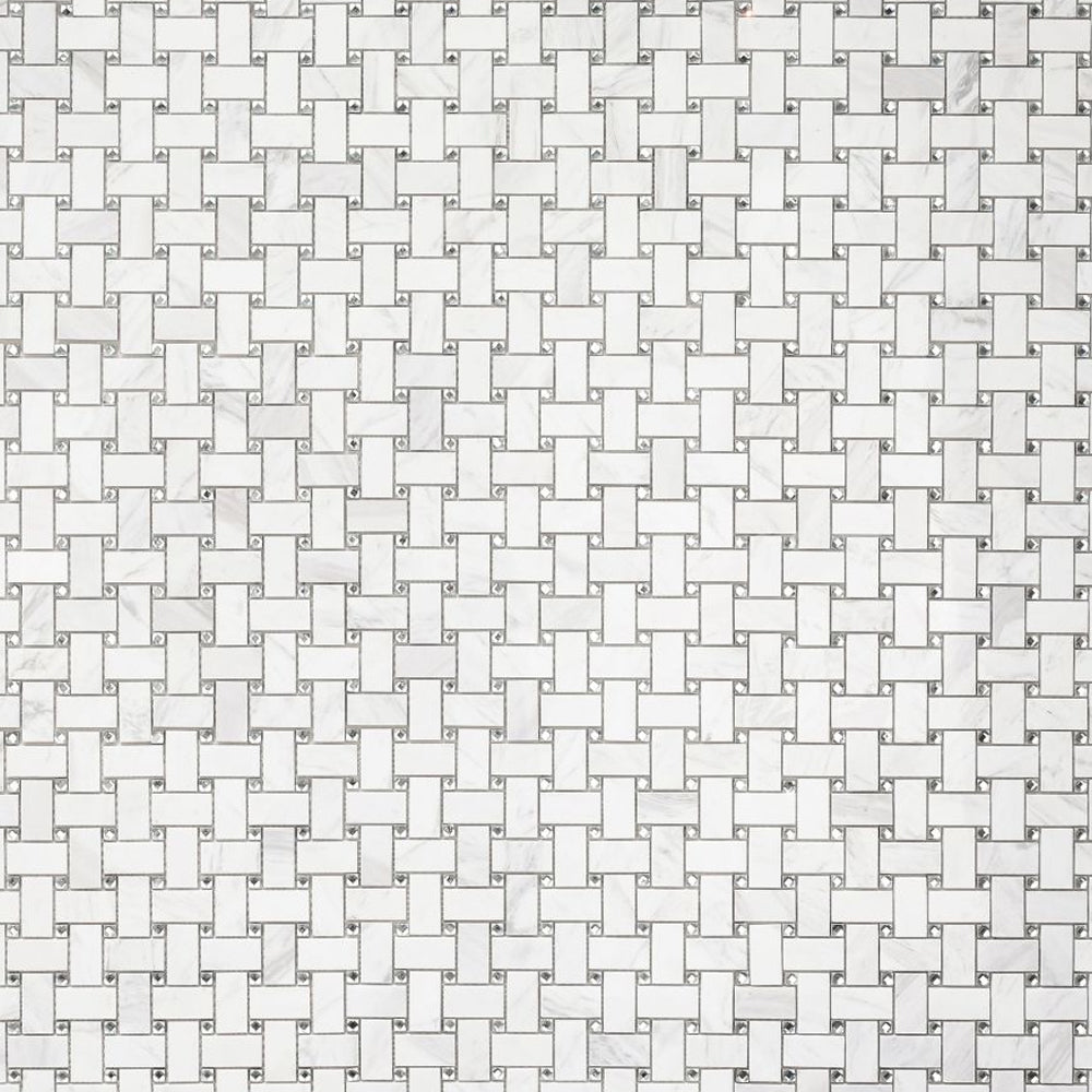 Elysium Tiles Cross White 12" x 12" Marble Mosaic Tile