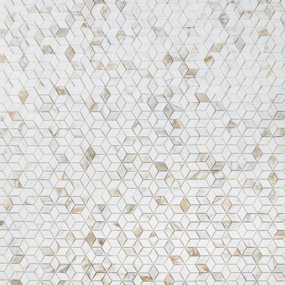 Elysium Tiles Cubic Calacatta Gold 11.75" x 12" Marble Mosaic Tile