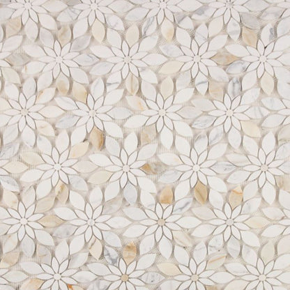 Elysium Tiles Daisy Bloom Calacatta 11.75" x 13.25" Marble Mosaic Tile