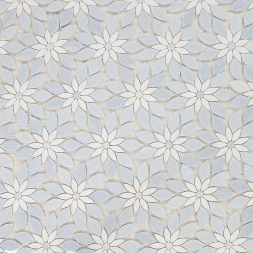 Elysium Tiles Daisy Bloom Ocean 11.75" x 13.25" Marble Mosaic Tile