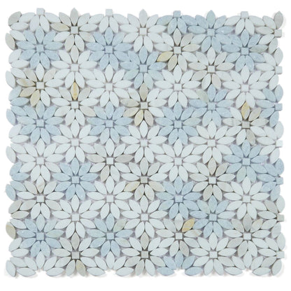 Elysium Tiles Daisy Wild Marina 12.5" x 12.75" Marble Mosaic Tile