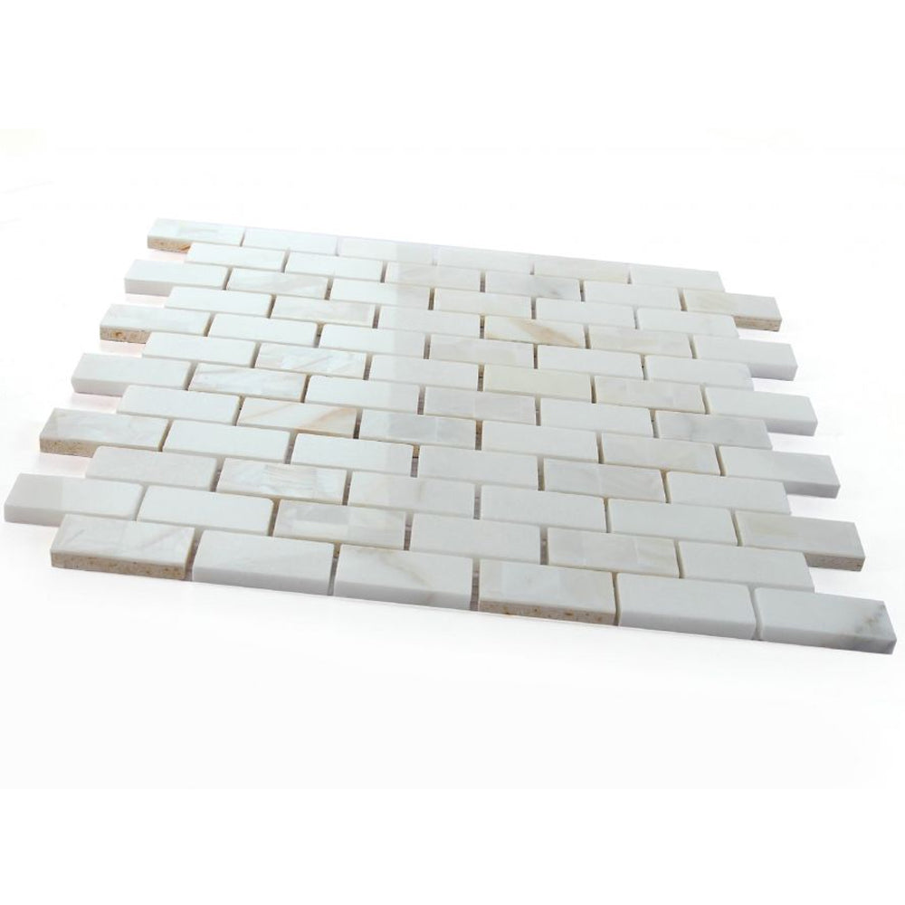 Elysium Tiles Diana Brick Calacatta 11.75" x 11.75" Marble Mosaic Tile