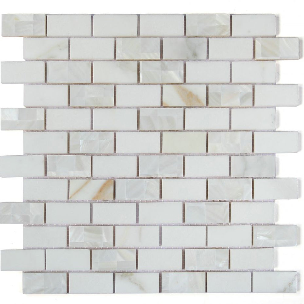 Elysium Tiles Diana Brick Calacatta 11.75" x 11.75" Marble Mosaic Tile